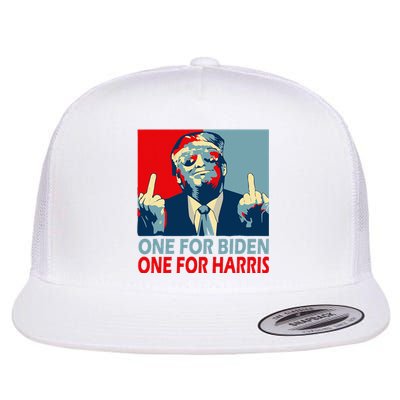 Trump Middle Finger Biden Harris Republican American Flag Flat Bill Trucker Hat