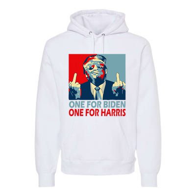 Trump Middle Finger Biden Harris Republican American Flag Premium Hoodie