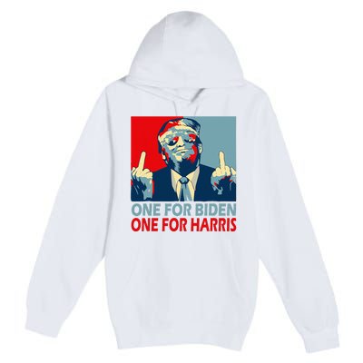 Trump Middle Finger Biden Harris Republican American Flag Premium Pullover Hoodie