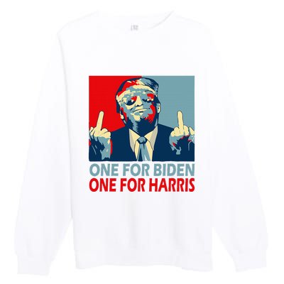 Trump Middle Finger Biden Harris Republican American Flag Premium Crewneck Sweatshirt