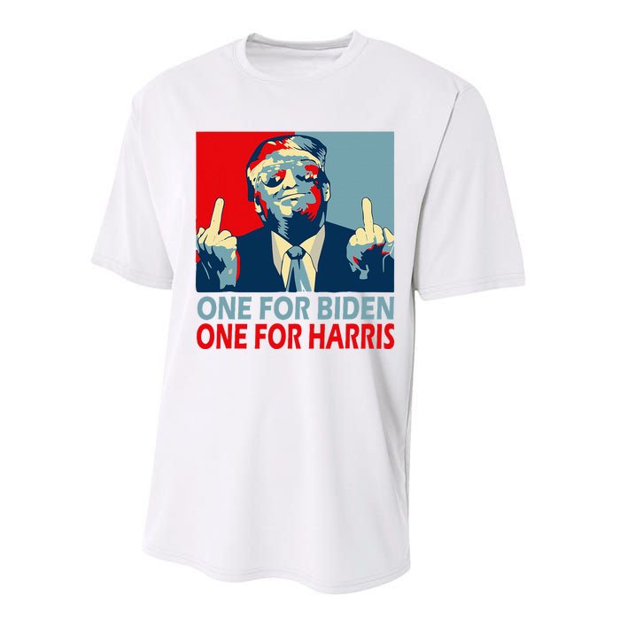 Trump Middle Finger Biden Harris Republican American Flag Performance Sprint T-Shirt