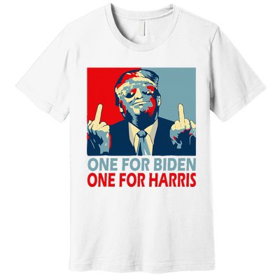 Trump Middle Finger Biden Harris Republican American Flag Premium T-Shirt