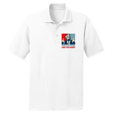 Trump Middle Finger Biden Harris Republican American Flag PosiCharge RacerMesh Polo