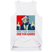 Trump Middle Finger Biden Harris Republican American Flag Tank Top