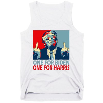 Trump Middle Finger Biden Harris Republican American Flag Tank Top