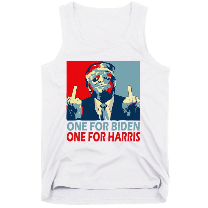 Trump Middle Finger Biden Harris Republican American Flag Tank Top