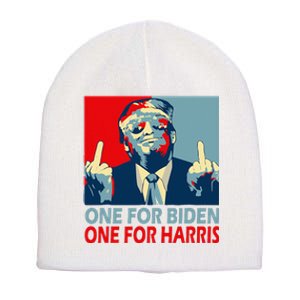 Trump Middle Finger Biden Harris Republican American Flag Short Acrylic Beanie