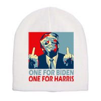 Trump Middle Finger Biden Harris Republican American Flag Short Acrylic Beanie