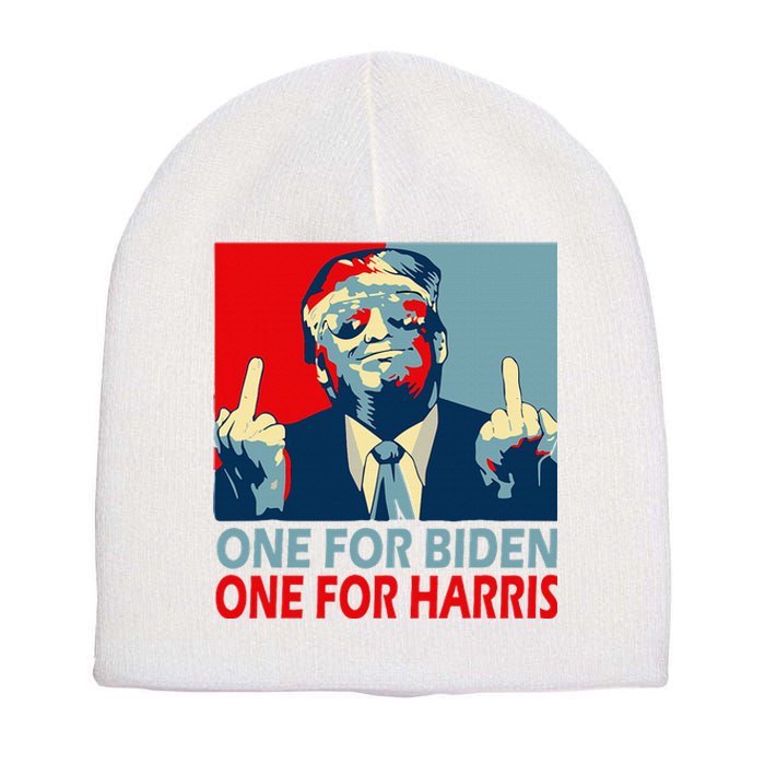 Trump Middle Finger Biden Harris Republican American Flag Short Acrylic Beanie