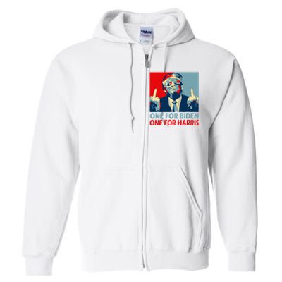 Trump Middle Finger Biden Harris Republican American Flag Full Zip Hoodie