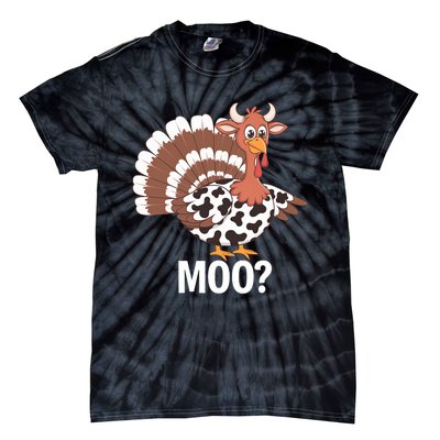 Turkey Moo Farmer Funny Thanksgiving Cow Tie-Dye T-Shirt