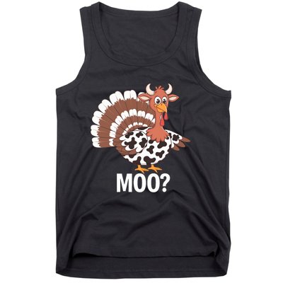 Turkey Moo Farmer Funny Thanksgiving Cow Tank Top