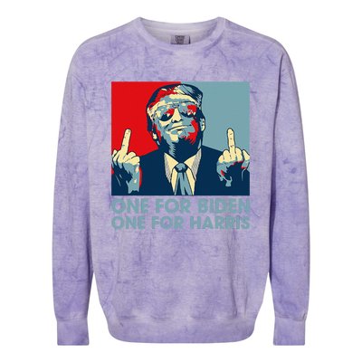 Trump Middle Finger Biden Harris Republican American Flag Colorblast Crewneck Sweatshirt