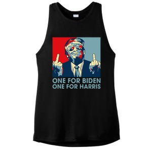 Trump Middle Finger Biden Harris Republican American Flag Ladies PosiCharge Tri-Blend Wicking Tank