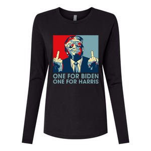 Trump Middle Finger Biden Harris Republican American Flag Womens Cotton Relaxed Long Sleeve T-Shirt