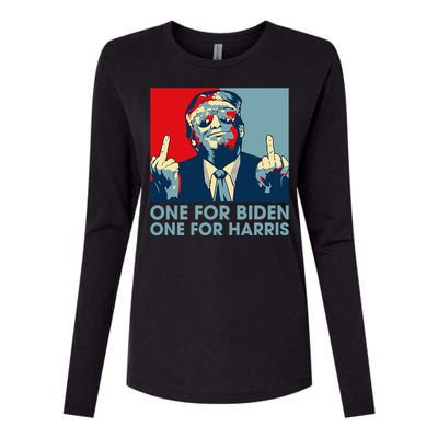 Trump Middle Finger Biden Harris Republican American Flag Womens Cotton Relaxed Long Sleeve T-Shirt