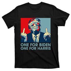 Trump Middle Finger Biden Harris Republican American Flag T-Shirt