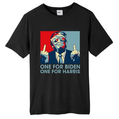 Trump Middle Finger Biden Harris Republican American Flag Tall Fusion ChromaSoft Performance T-Shirt