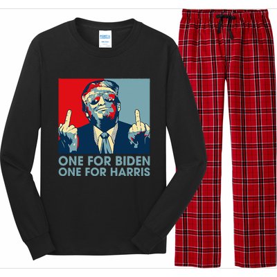 Trump Middle Finger Biden Harris Republican American Flag Long Sleeve Pajama Set