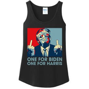 Trump Middle Finger Biden Harris Republican American Flag Ladies Essential Tank