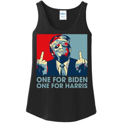 Trump Middle Finger Biden Harris Republican American Flag Ladies Essential Tank