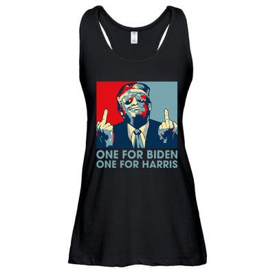 Trump Middle Finger Biden Harris Republican American Flag Ladies Essential Flowy Tank