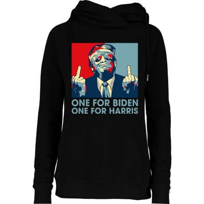 Trump Middle Finger Biden Harris Republican American Flag Womens Funnel Neck Pullover Hood