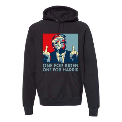 Trump Middle Finger Biden Harris Republican American Flag Premium Hoodie