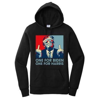 Trump Middle Finger Biden Harris Republican American Flag Women's Pullover Hoodie