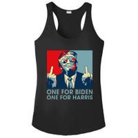 Trump Middle Finger Biden Harris Republican American Flag Ladies PosiCharge Competitor Racerback Tank