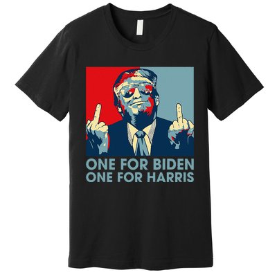 Trump Middle Finger Biden Harris Republican American Flag Premium T-Shirt