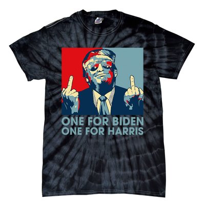 Trump Middle Finger Biden Harris Republican American Flag Tie-Dye T-Shirt