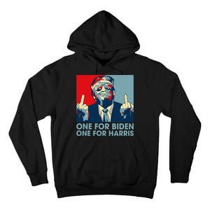 Trump Middle Finger Biden Harris Republican American Flag Tall Hoodie