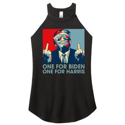 Trump Middle Finger Biden Harris Republican American Flag Women's Perfect Tri Rocker Tank