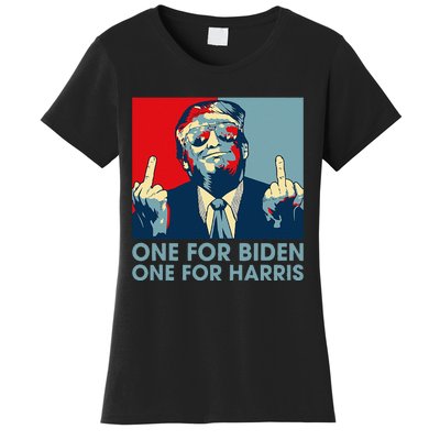 Trump Middle Finger Biden Harris Republican American Flag Women's T-Shirt