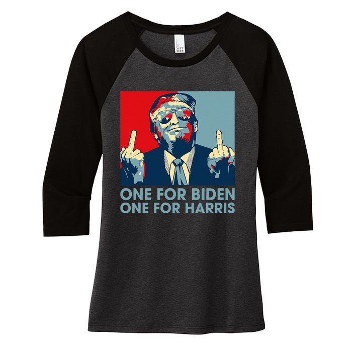 Trump Middle Finger Biden Harris Republican American Flag Women's Tri-Blend 3/4-Sleeve Raglan Shirt