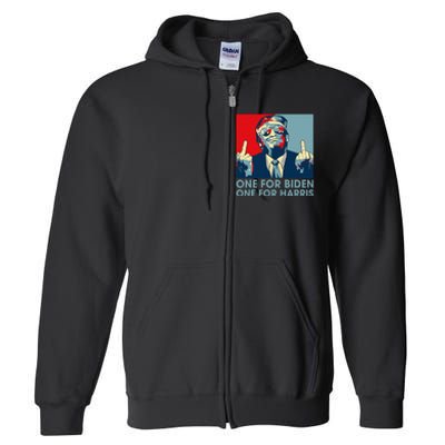 Trump Middle Finger Biden Harris Republican American Flag Full Zip Hoodie