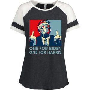 Trump Middle Finger Biden Harris Republican American Flag Enza Ladies Jersey Colorblock Tee