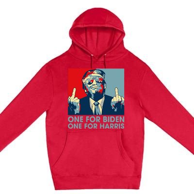 Trump Middle Finger Biden Harris Republican American Flag Premium Pullover Hoodie