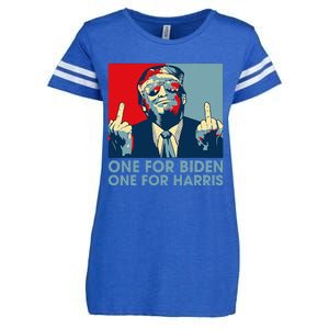 Trump Middle Finger Biden Harris Republican American Flag Enza Ladies Jersey Football T-Shirt