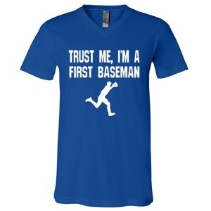 Trust Me First Base 1st Player Game Funny Sports Game Gift V-Neck T-Shirt