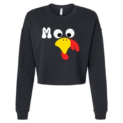 Turkey Moo Funny Thanksgiving IM A Cow Cropped Pullover Crew