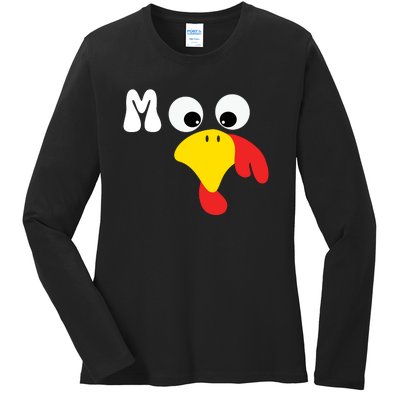 Turkey Moo Funny Thanksgiving IM A Cow Ladies Long Sleeve Shirt