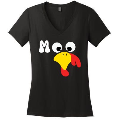 Turkey Moo Funny Thanksgiving IM A Cow Women's V-Neck T-Shirt