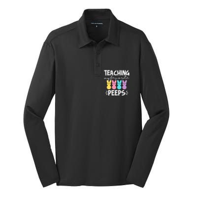 Teaching My Favorite Peeps Easter Teacher Cute Silk Touch Performance Long Sleeve Polo