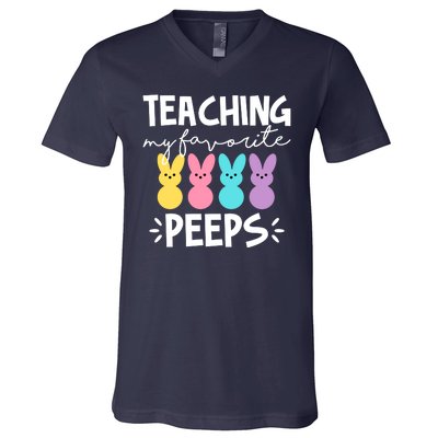 Teaching My Favorite Peeps Easter Teacher Cute V-Neck T-Shirt