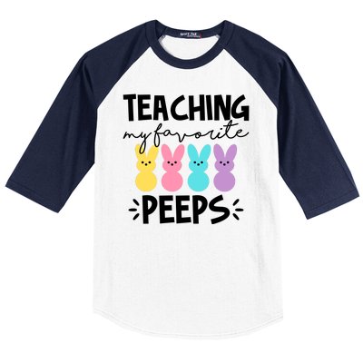 Teaching My Favorite Peeps Easter Teacher Cute Baseball Sleeve Shirt