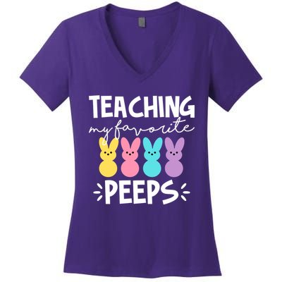 Teaching My Favorite Peeps Easter Teacher Cute Women's V-Neck T-Shirt