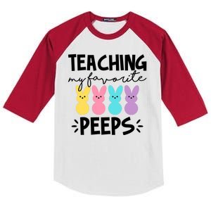 Teaching My Favorite Peeps Easter Teacher Cute Kids Colorblock Raglan Jersey