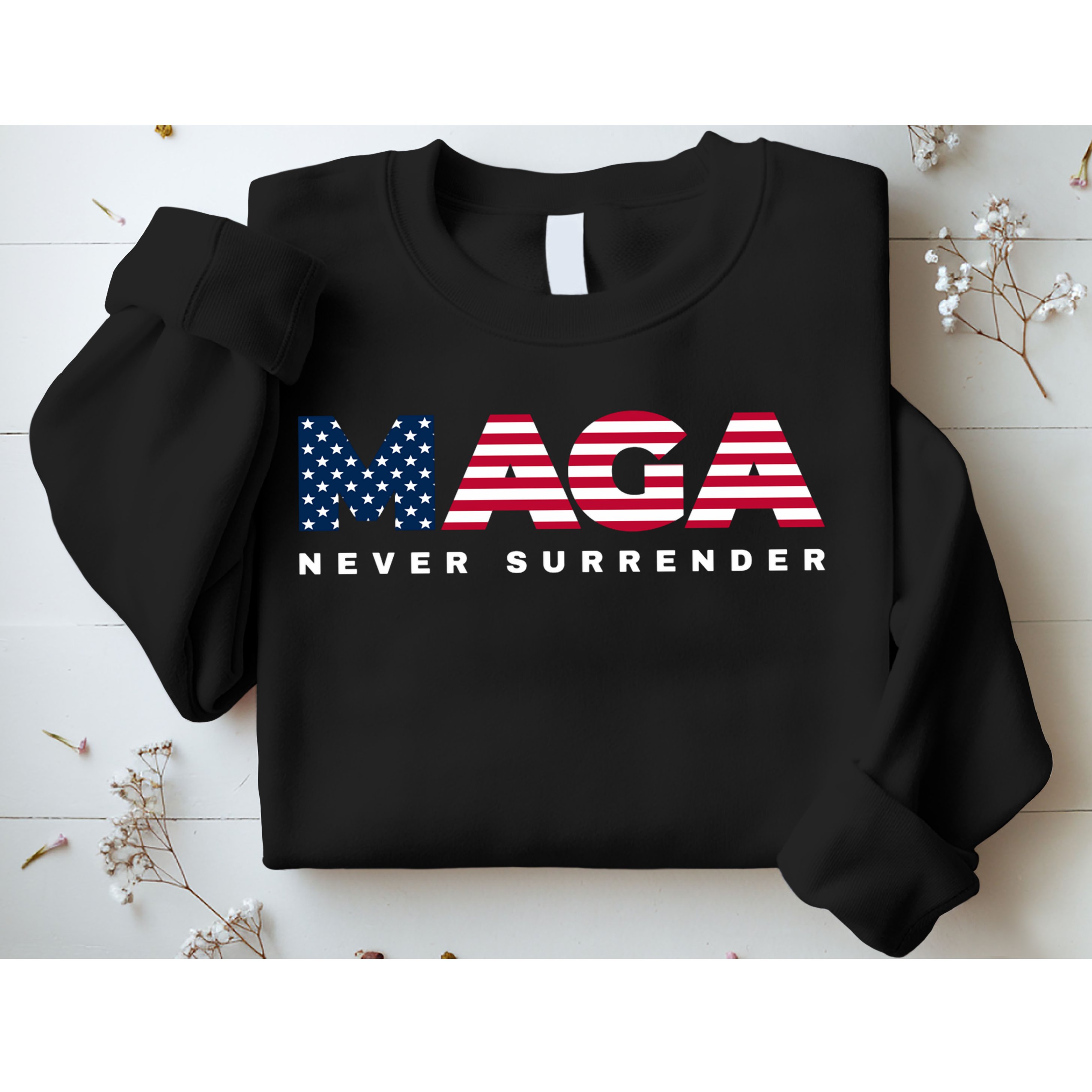 Trump Maga Freedom Never Surrender 4th Of July 2024 Usa Flag Hoodie Sweatshirt